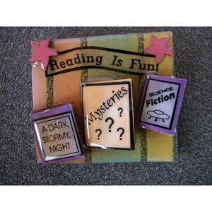 "Reading Is Fun book pin/brooch by Lucinda